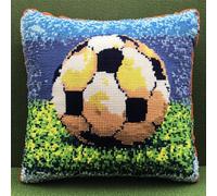 ORLUMY Latch Hook Kits Football Latch Hook Cushion Kits DIY Cross Stitch Sofa Cushion Cover with Latch Hook Tool Fit for Teenager and Adults Latch Hook Cushion Cover Kit 17X17 Inch