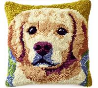 ORLUMY Latch Hook Kits for Adults,Labrador Retriever Beginners DIY Crochet Pillow Kit Pre-Printed Pillowcase Hook and Latch Rug Kits Needlework Cushion Cover for Home Sofa Decoration 17X17 Inch