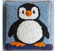ORLUMY Latch Hook Kits Penguin Latch Hook Cushion Kits DIY Cross Stitch Sofa Cushion Cover with Latch Hook Tool Fit for Teenager and Adults Latch Hook Cushion Cover Kit 17X17 Inch
