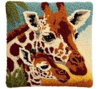 ORLUMY Latch Hook Kits Pillow Giraffes DIY Pre-Printed Craft Latch Hook Rug Kits Cross-Stitch Embroidery Pillow Cover Kit for Gifts Home Sofa Decoration 43X43Cm
