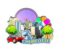 Orlybar Charlotte North Carolina USA Fridge Magnet 3D Classic Wooden Refrigerator Magnets Landmark Handmade Craft Travel Souvenir Gift Collection Decoration -1924