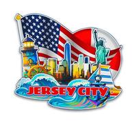 Orlybar Jersey City New Jersey USA Fridge Magnet Wooden 3D Landmarks Travel Collectible Souvenirs Decoration Handmade Refrigerator Magnet -7300