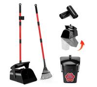 Ormalla Pooper Scooper Swivel Bin and Rake with 60 Waste Bags, Long Handle Dog Poop Scooper for Large Medium Small Dogs, Heavy Duty Stainless Steel Poles Use on Yard, Grass, Dirt or Gravel