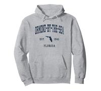 Ormond-by-the-Sea Florida FL Vintage Athletic Navy Sports De Pullover Hoodie