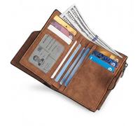 Ormromra 1 x Men's Wallet with Buckle, High-Quality Leather-Look Wallet with Press Stud, Space-Saving Foldable Wallet with ID Window for Cards, Coins and Banknotes