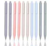 Ormromra 10PCS Aesthetic Ballpoint Pens, 0.5mm Black Ink Pens, Fine Point Smooth Writing Pens, Quick Dry Gel Ink Pens, Retractable Pens with Silicone Grip, Morandi Pens for Office, School