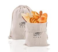 Ormromra 2 PCS Reusable Bread Bags, Large Linen Cotton Bread Bag, Bread Storage Bags, Eco-Friendly Loaf Bags for Homemade, Food Storage Bags, Homemade Bread Container, Keep Bread Fresh
