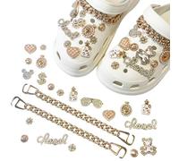 Ormromra 22PCS Shoe Charm for Girls, Shoe Charms for Clog Shoes, Shining Shoe Decoration Charm, Removable Chain, DIY Sandals Shoe Decorations, Bling Crystal Diamond Shoe Accessories