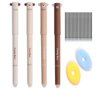 Ormromra 4 Pcs 0.5mm Erasable Pens Black, With 20 Pcs Refills and 2 Pcs Erasers, Cartoon Design Erasable Gel Pens, Note Taking School Office Supplies for School Office Adults Kids Students