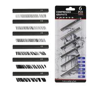 Ormromra 6PCS Square Graphite Sticks, Black Sketch Charcoal Pencil Set, Compressed Charcoal Strips Pencils, Charcoal Drawing Sticks Set, Artist Charcoal for Sketching, Shading, DIY Drawing