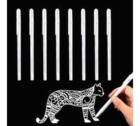 Ormromra 8Pcs White Gel Pen Set, 0.8mm Fine Point Gel Pens, Art Pen for Black Paper, Drawing, Sketching, Writing, Illustration, Taking Notes,White Ink Pen Highlight liner