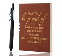 Ormromra A5 Leather Notebook with Pen, Employee Appreciation Gift, Leaving Gifts for Colleagues Women, Thank You Gifts, Inspirational Personalized Journal, Brown Stationery Gift Set