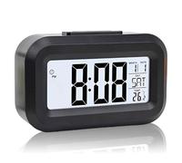 Ormromra Digital Alarm Clock, Large LED Display with Temperature and Date, Easy-Read Bedside Clock for Bedroom, Travel, Office - Black