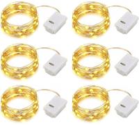 Ormromra Fairy Lights, 6 Pack 2m 20 LED Mini String Lights Copper Wire Light, 3 Modes Waterproof Indoor Outdoor Lighting for Christmas Decoration, Wedding, Bedroom - Warm White