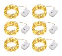 Ormromra Fairy Lights, 6 Pack 2m 20 LED Mini String Lights Copper Wire Light, 3 Modes Waterproof Indoor Outdoor Lighting for Christmas Decoration, Wedding, Bedroom - Warm White