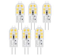 Ormromra G4 LED Bulbs Cool White, 2W 6000K 200LM 12V Light Bulbs, 6 Pack Energy Saving Daylight Bulbs, Non-Dimmable, No Flicker, for Home Lighting, Chandelier, Cooker Hood Lighting