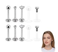 Ormromra Piercing Retainers, 10 PCS Lip Labret, Nose Stud, Labret Studs, Piercing Jewellery, Helix Piercing