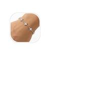 Ormromra Silver Bracelet, Adjustable Link Chain, with Four-Leaf Clover Charm Bracelet, Hypoallergenic Stackable Bracelet, for Women Girls Birthday Gift