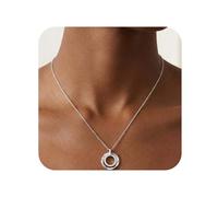 Ormromra Silver Necklace, Interlocking Circles Silver Necklace with Adjustable 40-45cm Chain - Romantic Gifts for Women, Hypoallergenic Möbius Strip Necklaces for Wife, Mom, Sister, Grandma