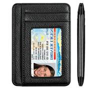 Ormromra Slim Wallet, Minimalist Genuine Leather Card Holder, Ultra-Thin Credit Card Wallet for Men and Women, Ideal for Travel and Daily Use