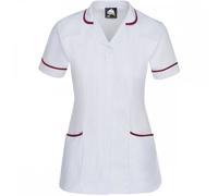 Orn Clothing 8600 Florence Classic Tunic White with Maroon Trim UK 18 UK 18