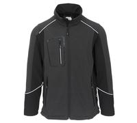 ORN Softshell Jacket | Showerproof Jacket Mens | Outdoor Workwear - Casual Jackets for Men UK | Lightweight, Breathable Smart Jacket with reflective Trim - 4800 Shearwater, Black-Grey, Large