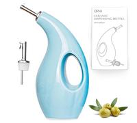 ORNA Ceramic Oil Dispenser Bottle with 2 Pourers - 700ml / 24 Oz Drizzle Bottle - Cruet Dispensing Bottle for Kitchen with Stainless Steel Spouts for Olive Oil, Vinegar, Syrup - Turquoise