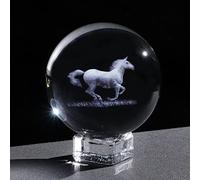Ornalrist 2.36 in./6cm 3D Etched Horse Crystal Ball Ornament for Home, Collectible Figurine Decor with Stand, Glass Crafts Horse Gifts for Women on Birthday Christmas