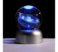 Ornalrist 2.36" K9 Crystal 3D Solar System Ball with LED Lamp Base, Engraving Shooting Star Planet Model, Gifts for Astronomy Lovers