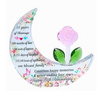 Ornalrist 25th Anniversary Wedding Gifts for Couples Glass Moon-shaped 25 Years of Marriage Keepsake Ornaments Presents