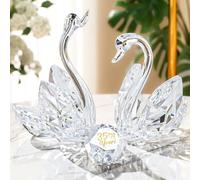 Ornalrist 2Pcs Clear Crystal Swans 35th Wedding Anniversary Romantic Gifts for Wife Couples, Glass Double Collectible Swans 35 Years Marriage Wedding Gifts for Friends Husband Home Ornaments
