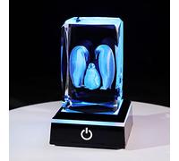Ornalrist 3D Crystal Engrave Penguin Family Cute Figurine Night Lights Gifts for Women Wife, Glass Animals Ornament Keepsake for Mum on Christmas