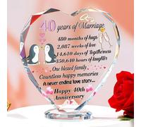 Ornalrist 40th Wedding Anniversary Romantic Gifts for Couple Ruby Wedding Anniversary Presents for Mum Glass Colourful Heart Keepsake Engraved 40 Years of Marriage