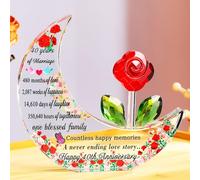 Ornalrist 40th Wedding Anniversary Romantic Gifts for Couples Partner Parents - Glass Moon-shaped Keepsake 40 Years of Marriage Ruby Anniversary Collectible Ornaments