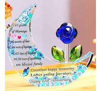 Ornalrist 45th Anniversary Wedding Gifts for Couples - Glass Moon-shaped Keepsake 45 Years of Marriage Sapphire Anniversary Presents for Wife Parents Ornaments