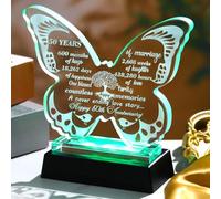 Ornalrist 50th Wedding Anniversary Romantic Gifts for Parents- 5.35" Crystal Butterfly Keepsake Engraved 50 Years Marriage Ornaments, Happy 50th Wedding Anniversary Presents for Mum and Dad