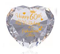60th Birthday Gifts for Women Heart Glass Crystal Keepsake with Happy 60 Years Birthday and Fabulous Presents For Mum, Friends