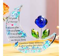 Ornalrist 65th Wedding Anniversary Sapphire Gifts for Wife Parents Couples - Glass Moon-shaped Keepsake Ornaments for 65 Years Anniversary