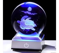 Ornalrist 8cm Crystal Ball 3D Sea Turtle Gifts for Women Birthday Christmas | Glass Globe Engraved Sea Turtle Figurines, with Colorful Light Stand Ornament, Sea Turtle Presents for Wife Mum Animal Lovers