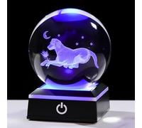 Ornalrist 8cm Crystal Ball Engraved 3D Dog Gifts for Women Glass Globe with LED Light Base Dog Ornament for Home Decor Christmas Birthday