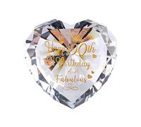 Ornalrist 90th Birthday Gifts for Women, Heart Crystal Keepsake Engraved with Golden Blessings Happy 90th Birthday and Fabulous Glass Presents for Nan Mum Friends