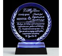 Ornalrist Best Boss Gifts for Women Men Crystal PLaques Keepsakes with Light Base, World Best Boss Birthday Gifts for Women for Home Decor