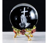 Ornalrist Crystal Ball 3D Praying Cross Figurine Religious Gifts for Women