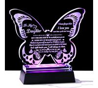 Ornalrist Daughter Gifts from Mum Dad 13.6cm Crystal Butterfly-Shaped Keepsake with LED Base Birthday Presents for Daughter on Christmas Graduation