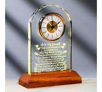 Ornalrist Gifts for Grandma Birthday, Mother's Day - to My Grandma Glass Clock from Grandkids, Grandson & Granddaughter with Wooden Warm Light Base