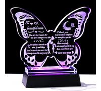 Ornalrist Gifts for Mum from Daughter Son 13.6cm Glass Butterfly-shaped Keepsake with LED Stand Collectible Christmas Mother's Day Birthday Presents for Mother Mummy