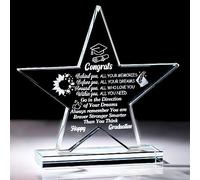 Ornalrist Graduation Gifts for Her Him Engraved Glass Plaque Keepsakes for Graduate High School College PHD Masters Degree, Congratulation Ornaments Ideas for Friends Daughter Son