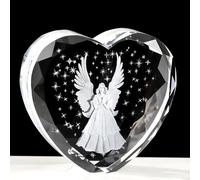 Ornalrist K9 Crystal 3D Guardian Angel Figurine Heart Gifts for Women Men Praying Angel Memorial Ornament Presents for Friend Birthday Christmas