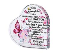 Ornalrist Keepsake Gifts for Daughter from Mum or Dad, Glass Heart Colourful Plaque Love Presents for Daughter on Birthday Graduation Christmas