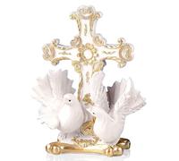 Ornalrist Resin Table Holy Cross Carved Flower and Doves Religious, Religious Inspirational Gifts for Women, Catholic Decor Christian Decorations for Home